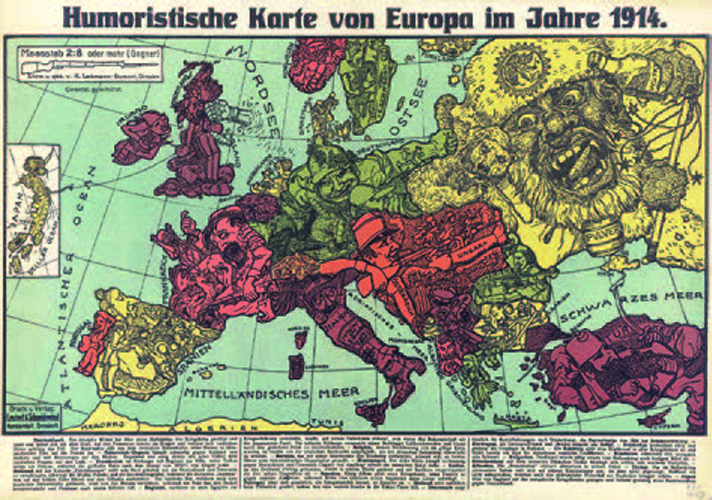 Сатирическая карта европы 1914 года